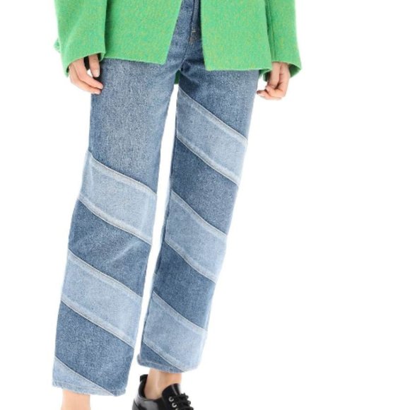 GANNI Diagonal-stripe denim jeans (Misy Cropped) - Picture 3 of 8